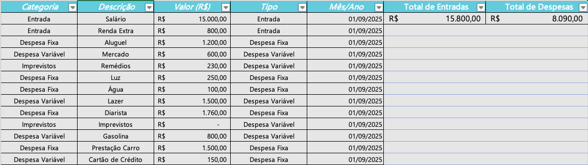 Planner Financeiro 2025 – Planilha Digital